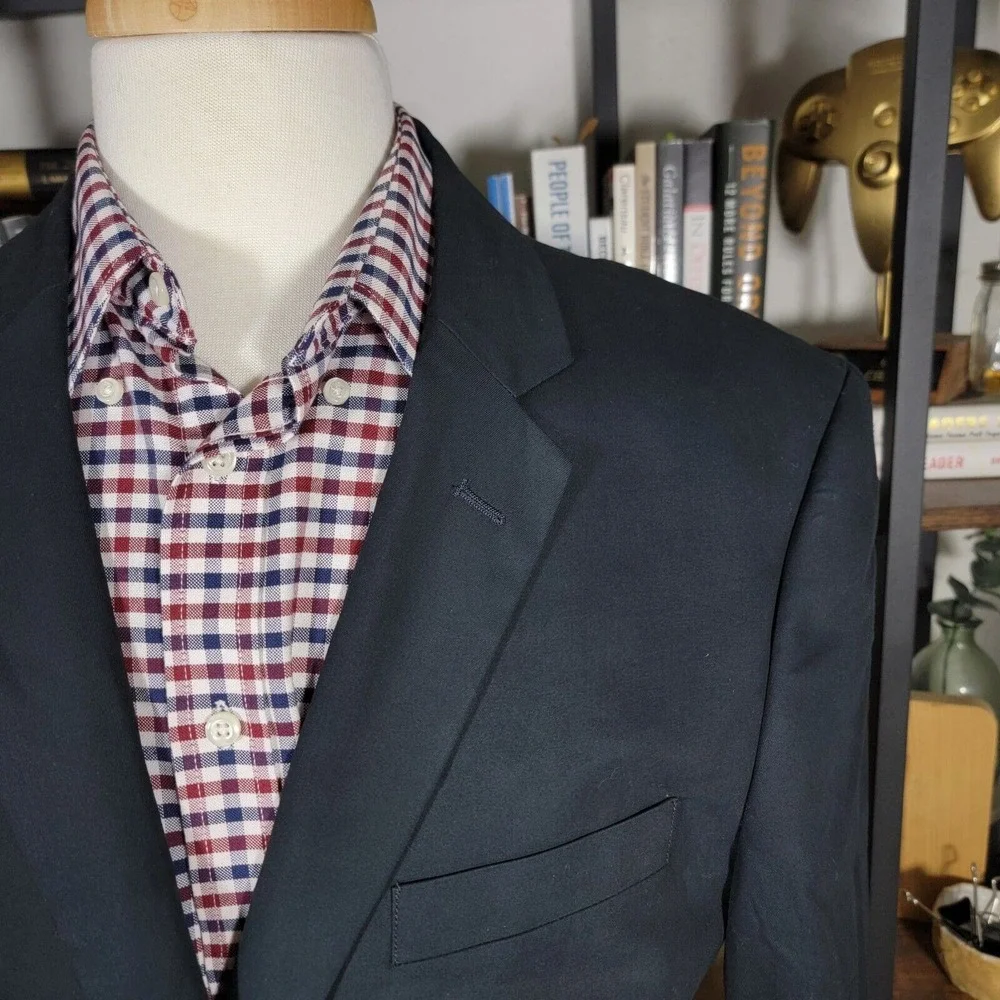 J.Crew THOMPSON Men's Sport Coat Blazer Two Button Black cotton Size 46R NEW‎